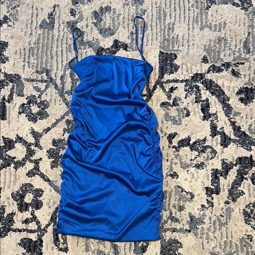 Elegant Blue Ruched Dress